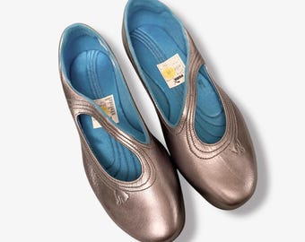 Rare PUMA Archive Y2K Silver Leather Cutout Ballet Flats – Futuristic Cyber 90s 00s Deadstock EU 38
