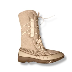 PUMA Ultra rare Y2K Vintage boxing boots Mostro Futuristic 90s 00s Gorpcore Cottagecore Beige Cream Grunge Wrestling Boots Subversive |UK4 image 1