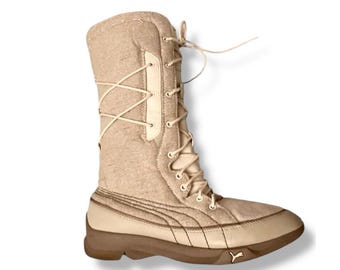 PUMA Ultra rare Y2K Vintage boxing boots Mostro Futuristic 90s 00s Gorpcore Cottagecore Beige Cream Grunge Wrestling Boots Subversive |UK4