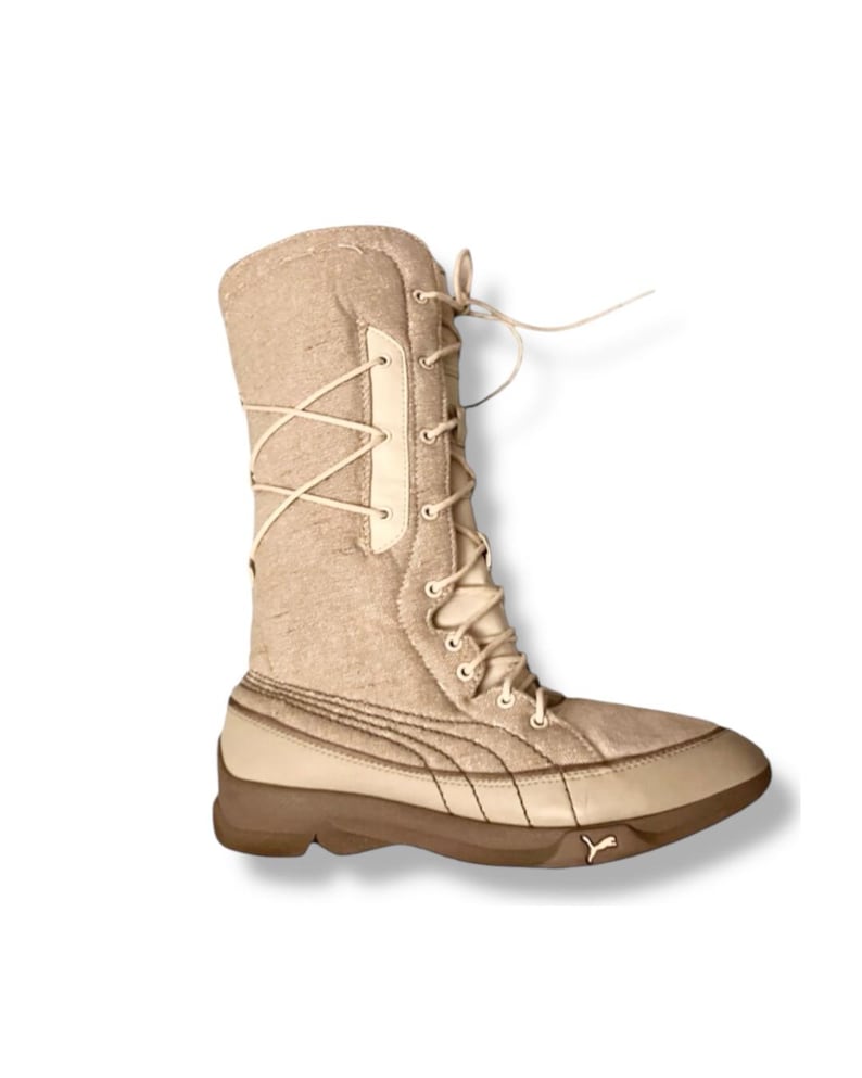 PUMA Ultra rare Y2K Vintage boxing boots Mostro Futuristic 90s 00s Gorpcore Cottagecore Beige Cream Grunge Wrestling Boots Subversive |UK4 image 1