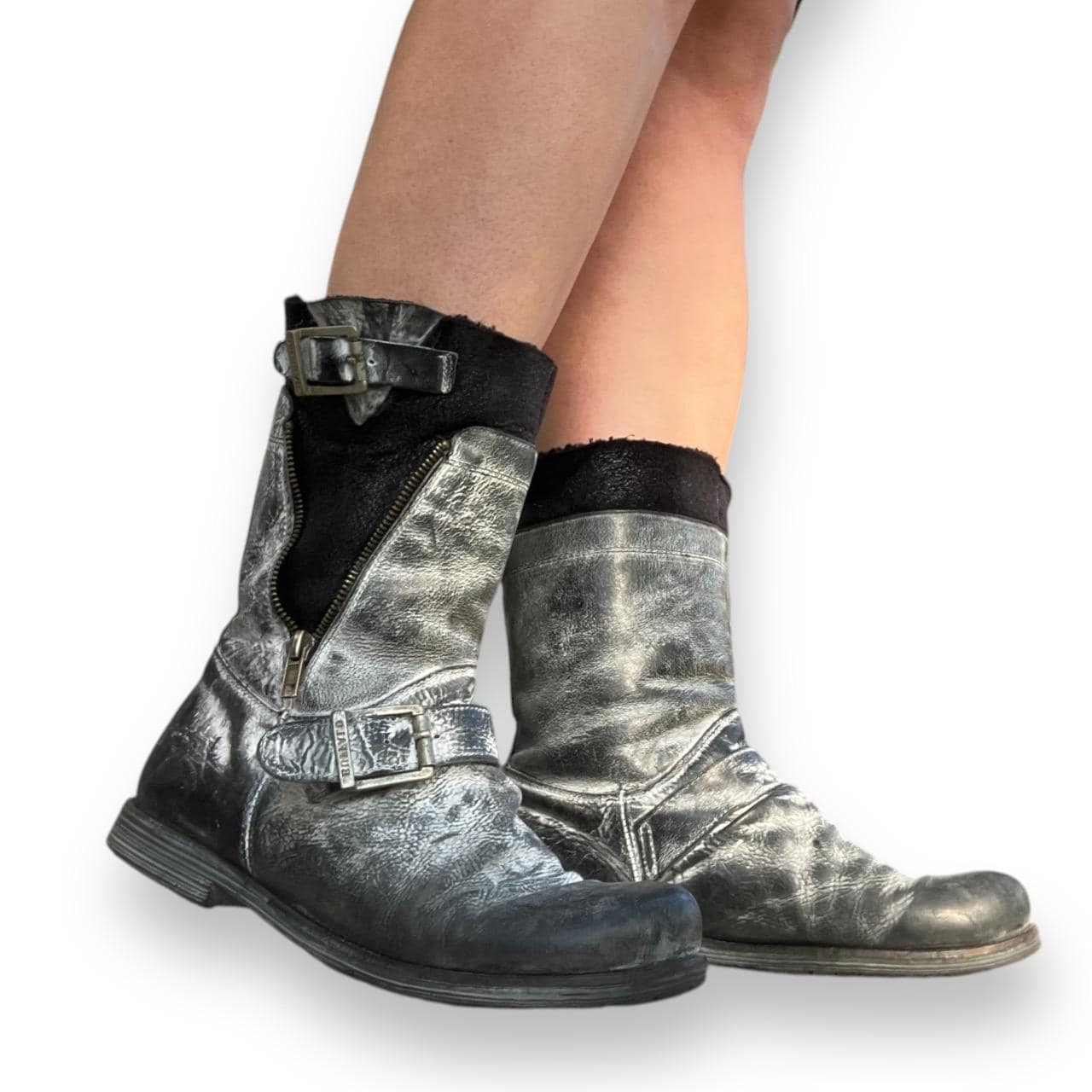 靴 black boots opium archive Archive Avant Garde Opium Black Full Zip Heel Leather Boots