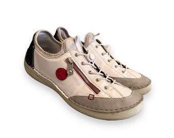 Rare Vintage y2k Sneakers Futuristic aesthetic Shoes tariners white cyber opium avant garde zippers 00s 00s leather sneakers Subversive