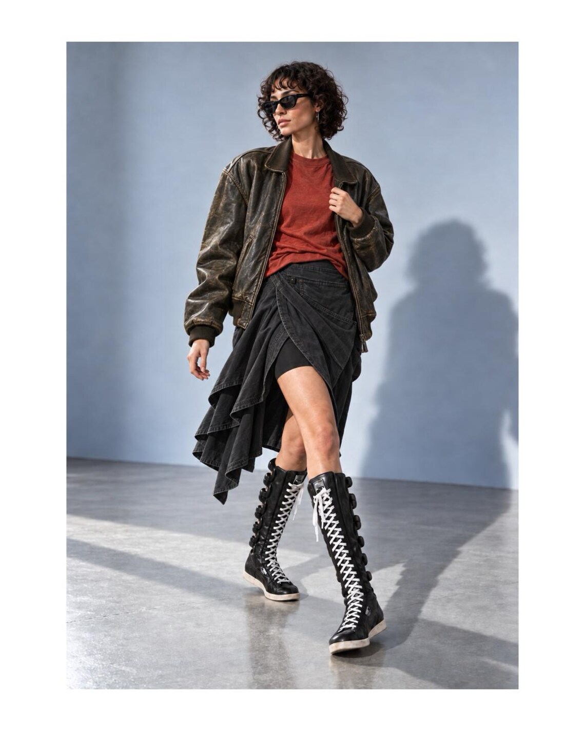 PUMA First Round Knee High Boxing Boots | Vintage Leather Sneaker Boots | Y2K Lace Up Archive Footwear, foto 3 di 5