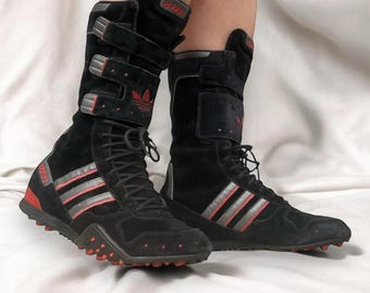 ADIDAS Holy Grail Iconic Vintage Ultra Rare Boxing Mid Calf Boots Mostro Boots Y2K 00s Wrestling Subversive Futuristic Cyber Alt size 38