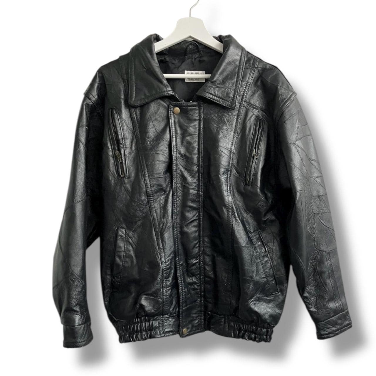 Archive Vintage Patchwork Leather Jacket 90s | Black Oversized