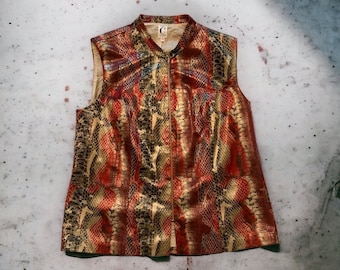 Archive 70s festival unisex unique vintage snake vest WILD AT HEART sized 44 perfect oversize Y2K