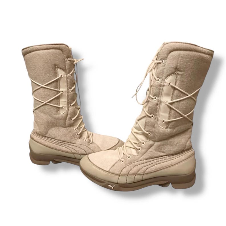 PUMA Ultra rare Y2K Vintage boxing boots Mostro Futuristic 90s 00s Gorpcore Cottagecore Beige Cream Grunge Wrestling Boots Subversive |UK4 image 3
