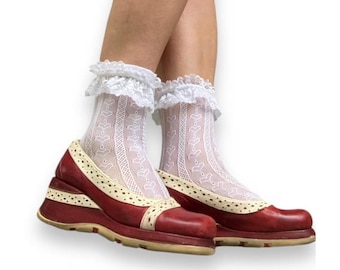 Ultra Rare EJECT 90s Vintage Red Leather Platform Heels | Sculptural Y2K Archive Shoes EU38