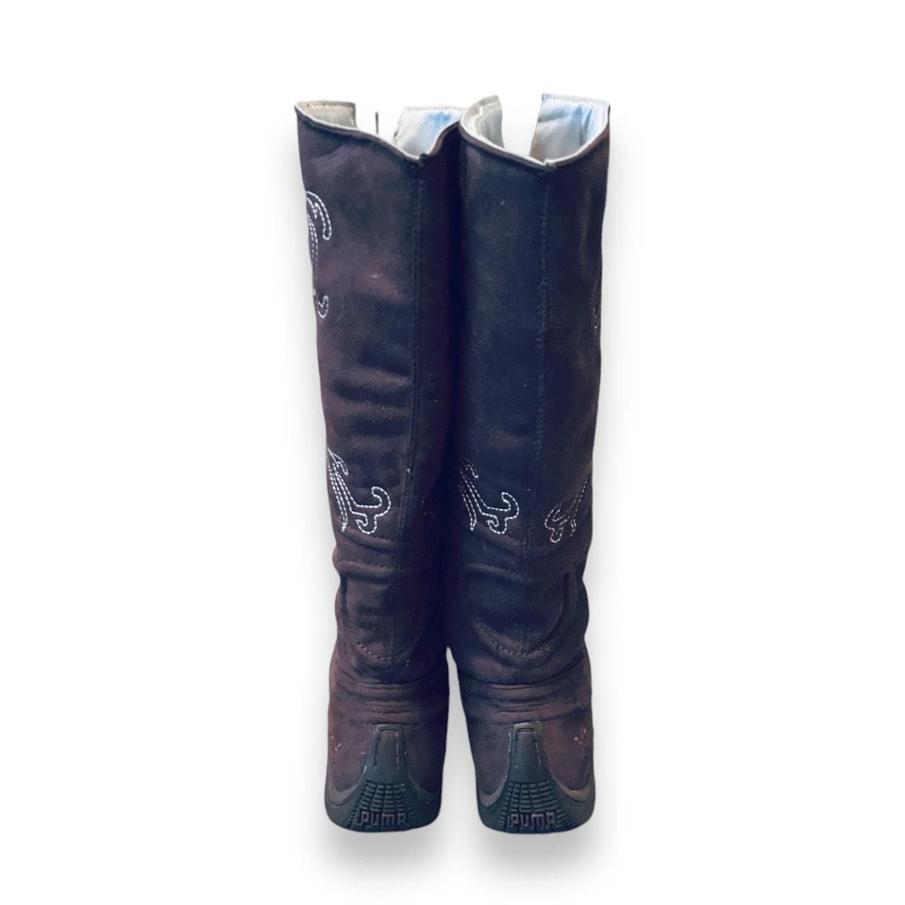 Y2K PUMA Vintage High Knee Purple Suede Leather Boots Archive