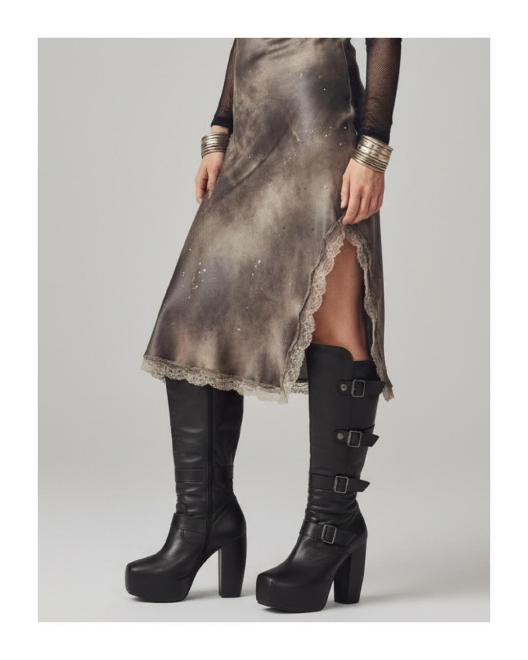 Buffalo London Archive 90s Platform Boots Iconic Knee High Leather