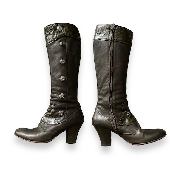 MOMA Handmade Italian Leather Knee High Boots 39 | Avant Garde Vintage Designer Boots | Archive Italian Artisan Heeled Boots