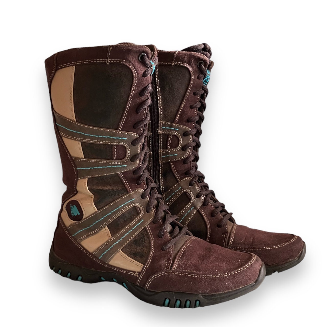 MUSTANG Y2K Vintage Boxing Boots 100% Brown Leather Biker