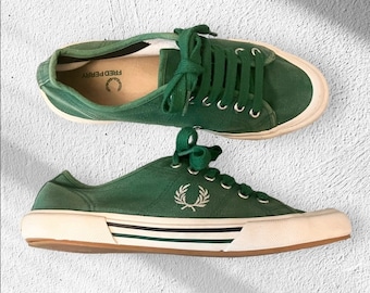 Y2K Fred Perry Men&#39;s iconic green trainers UNISEX opium drill sneakers 90s 00s sized 41