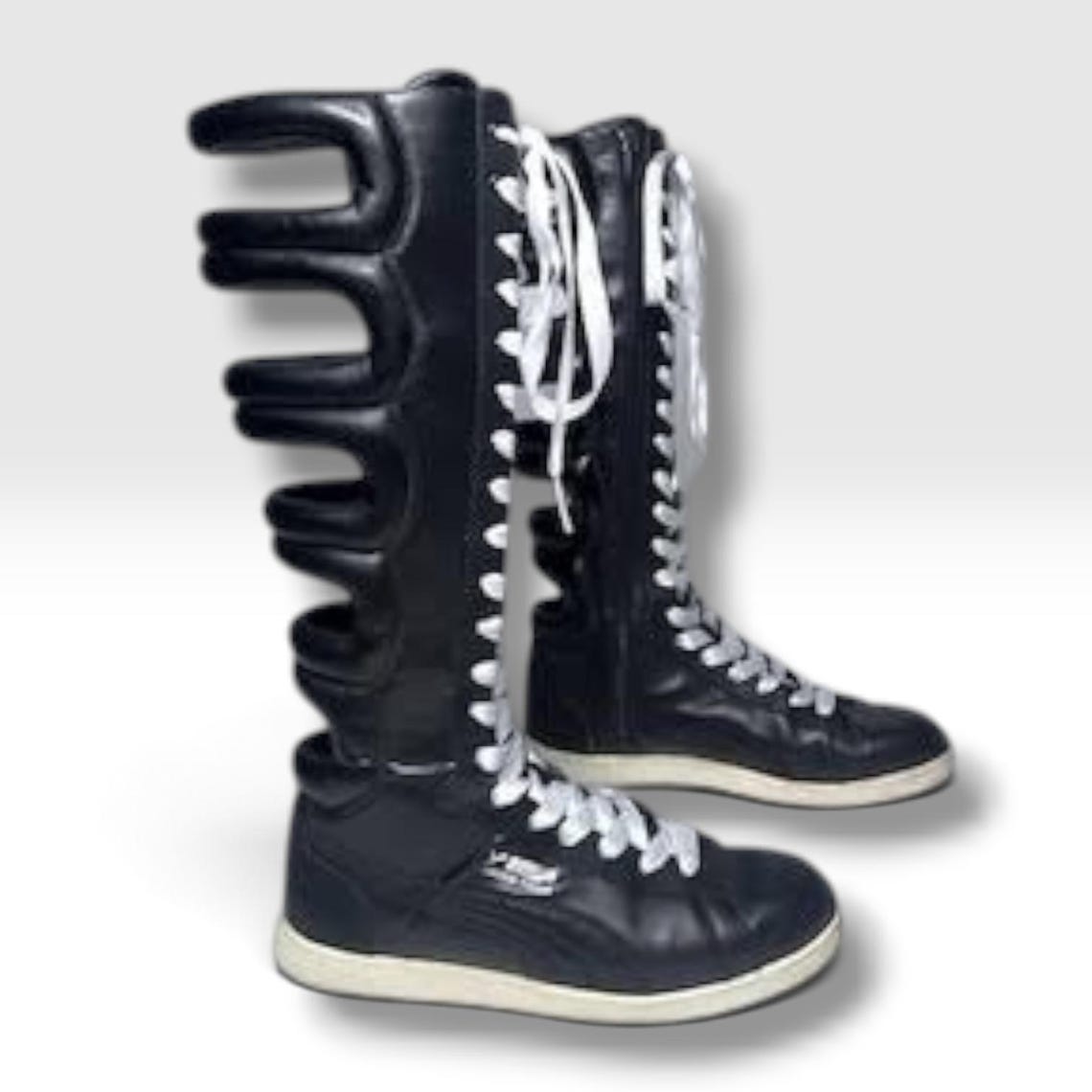 PUMA First Round Knee High Boxing Boots | Vintage Leather Sneaker Boots | Y2K Lace Up Archive Footwear, foto 2 di 5