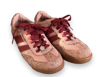 Rare SKECHERS Vintage Pink Floral Leather Shoes Booties Trainers Sneakers Original 90&#39;s Rave Boho Hippie Techno Subversive Y2K 00s EU40