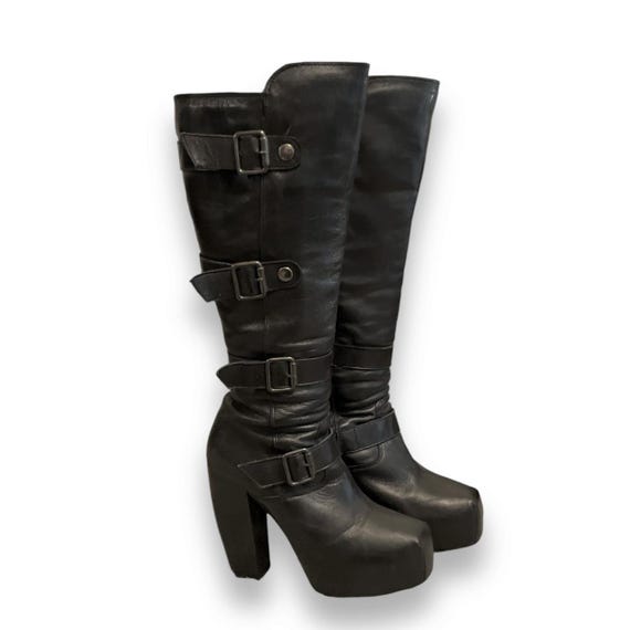 靴 BUFFALO BOBS leather boots Y2K archive Buffalo London Archive 90s Platform Boots Iconic Knee High Leather