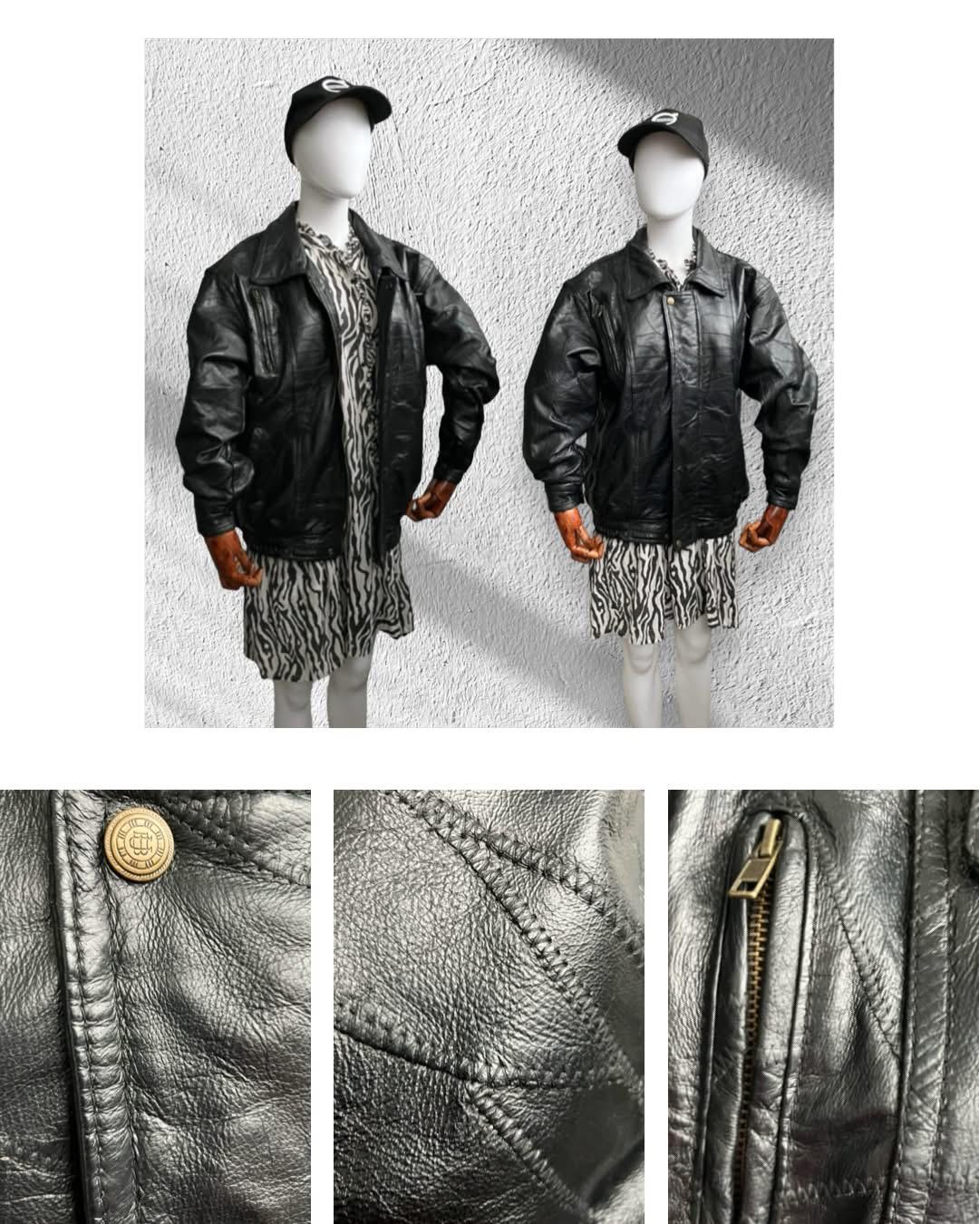 Archive Vintage Patchwork Leather Jacket 90s | Black Oversized