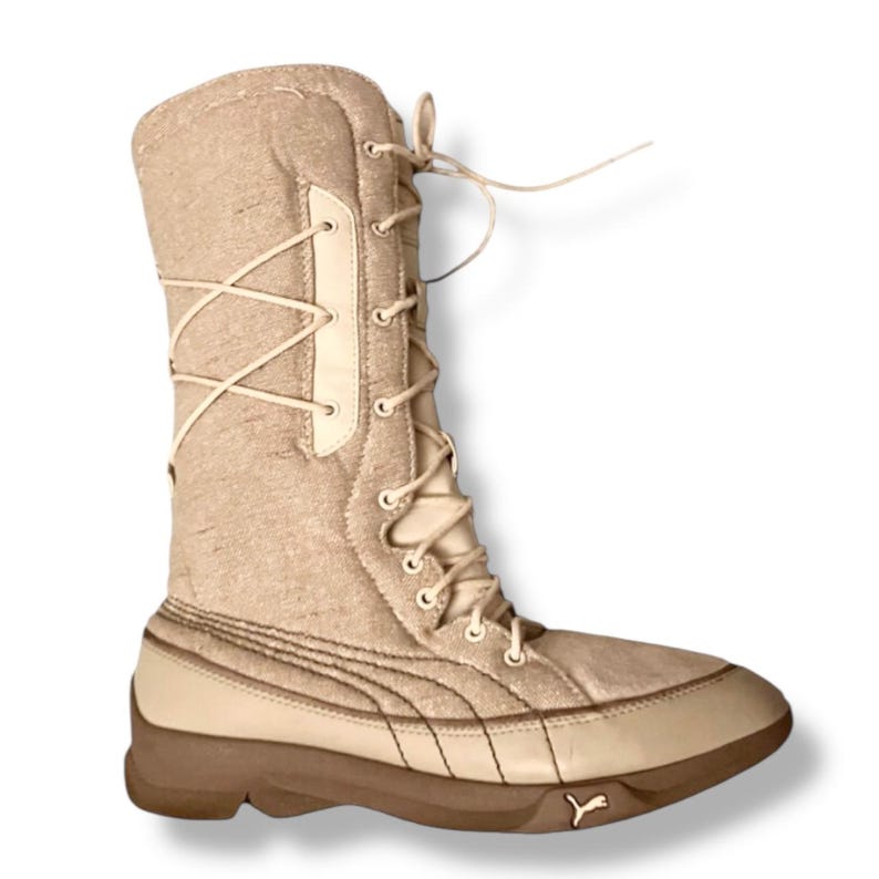 PUMA Ultra rare Y2K Vintage boxing boots Mostro Futuristic 90s 00s Gorpcore Cottagecore Beige Cream Grunge Wrestling Boots Subversive |UK4 image 9