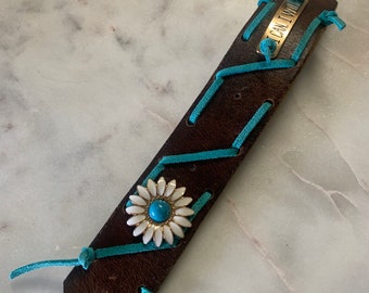 Sunflower Goddess Leather Cuff Bracelet