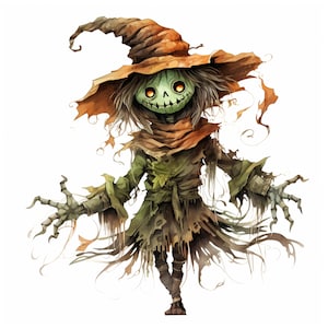 Halloween Scarecrow Vector, Clipart - High Res JPG - Digital Download - Card Making, Clip Art, Digital Paper Craft, Journals, Scrapbooking