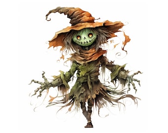 Halloween Scarecrow Vector, Clipart - High Res JPG - Digital Download - Card Making, Clip Art, Digital Paper Craft, Journals, Scrapbooking
