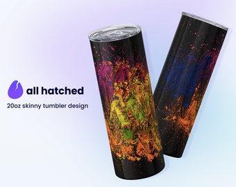Bright Holi Colors Sublimation Tumbler Design | 20oz Skinny Tumbler Design | PNG Digital Download