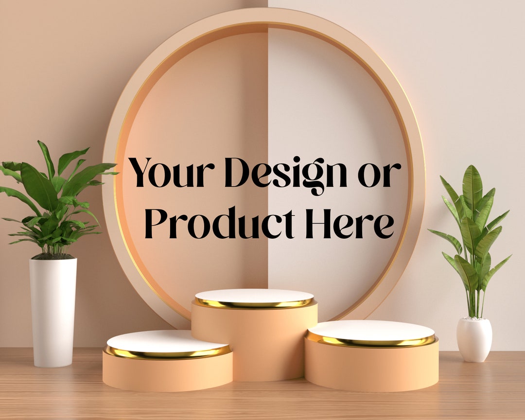 Product Background Mockup | Gold 3D Podium Mockup | Flat Mockup | JPG ...