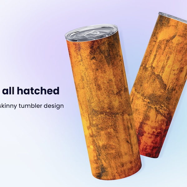 Orange Rusted Metal Tumbler Design | 20oz Skinny Straight Tumbler Design PNG |  Sublimation | Print on Demand | Digital Download