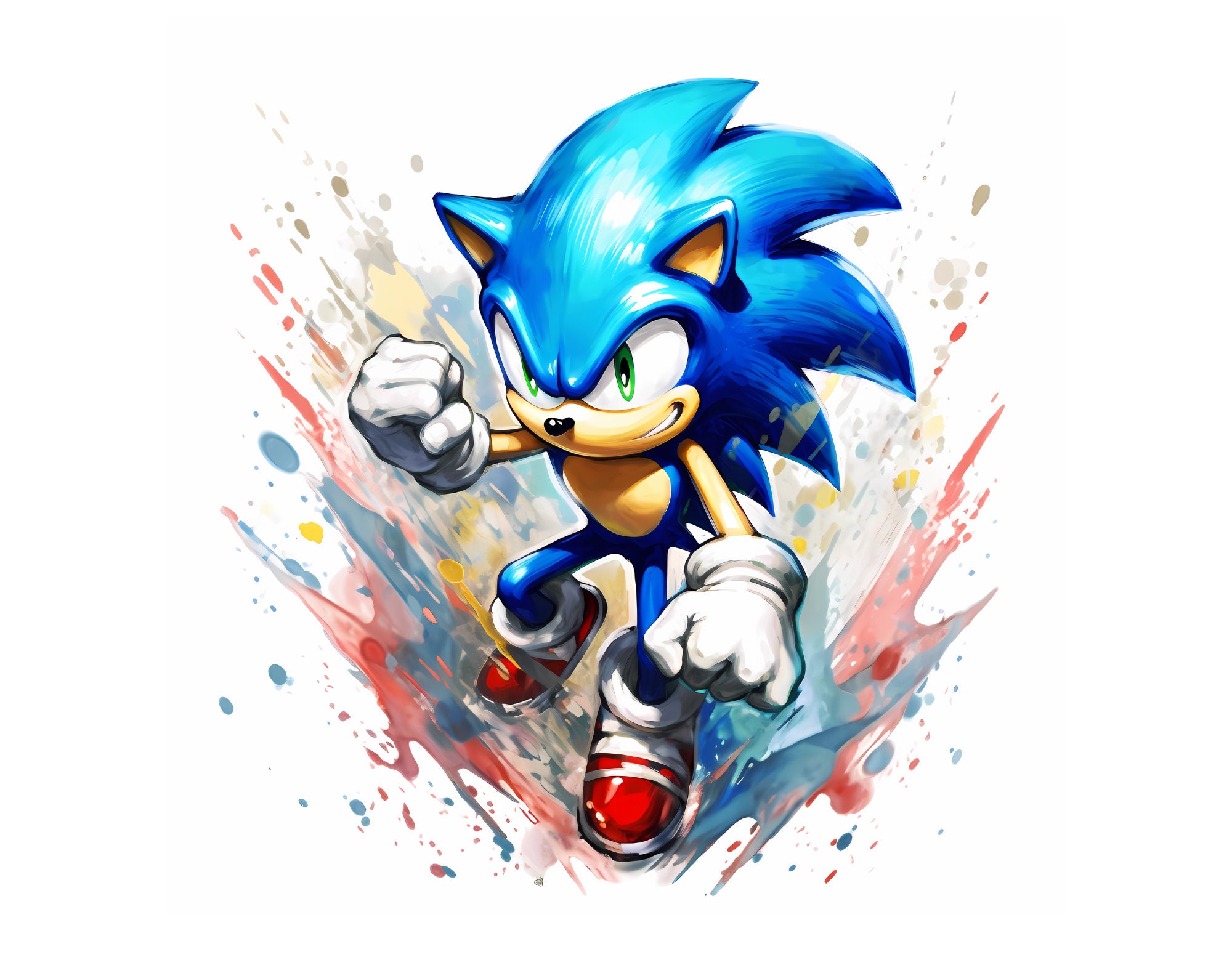 Sonic the hedgehog with rings 8 bit sprite - AI Generated Artwork