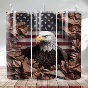 Patriotischer Adler & amerikanische Flagge Tumbler Wrap | 20oz Skinny Becher | Bereit für die Sublimation | Sofortiger digitaler Download | Miniaturbilder enthalten