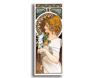 La Plume Illustration by Alphonse Mucha, Decor Finish, Art Nouveau Style, Fine Art Print, Vintage Poster, Wall Decor, Giclee Gallery Canvas
