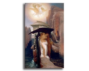 Perseo y Andrómeda de Leighton, Arte de pared de mitología, Impresión giclée, Decoración de impresión de lienzo enrollado, Bellas artes, Arte de pared de lienzo, Pinturas famosas