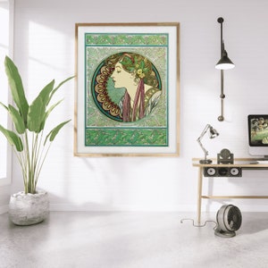 Laurel by Alphonse Mucha Illustration Art Nouveau Style, Giclee Print, Wall Decor, Home Wall Deco, Printed Poster Fine Art, Gift for Her