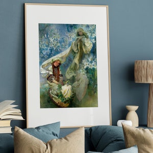 Madonna of the Lilies by Alphonse Mucha Famous Painter Art Nouveau Giclee Print Wall Decor Fine Art  Printed Poster Fine Art Rolled Canvas