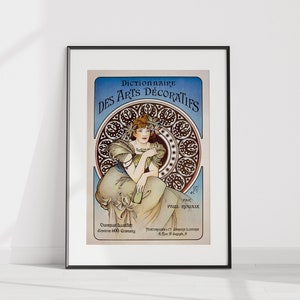 Dictionnaire des Arts Décoratifs Illustration by Alphonse Mucha Art Nouveau Style Canvas Print Textured Giclee Print Wall Decor