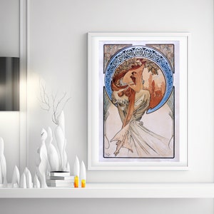 The Arts Series: Poetry by Alphonse Mucha Gallery Canvas Rolled Canvas Matte Finish Giclee Print Fine Art Wall Decor Art Nouveau Style