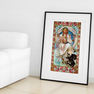 Gallery Canvas Slavia Illustration by Alphonse Mucha, Decor Finish, Art Nouveau Style, Fine Art Print, Vintage Poster, Wall Decor, Giclee