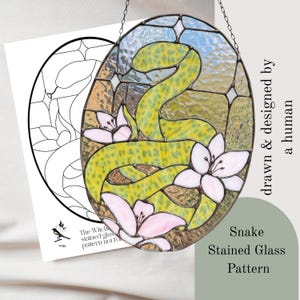 Motivo a serpente per vetrata artistica. Modello per vetrata artistica scaricabile digitalmente. File PDF e PNG. Vetrata artistica fai da te.