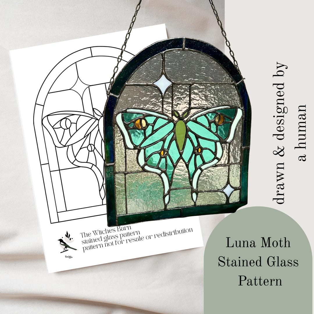 Luna Moth Stained Glass Pattern. Digital Download Stained Glass Pattern ...