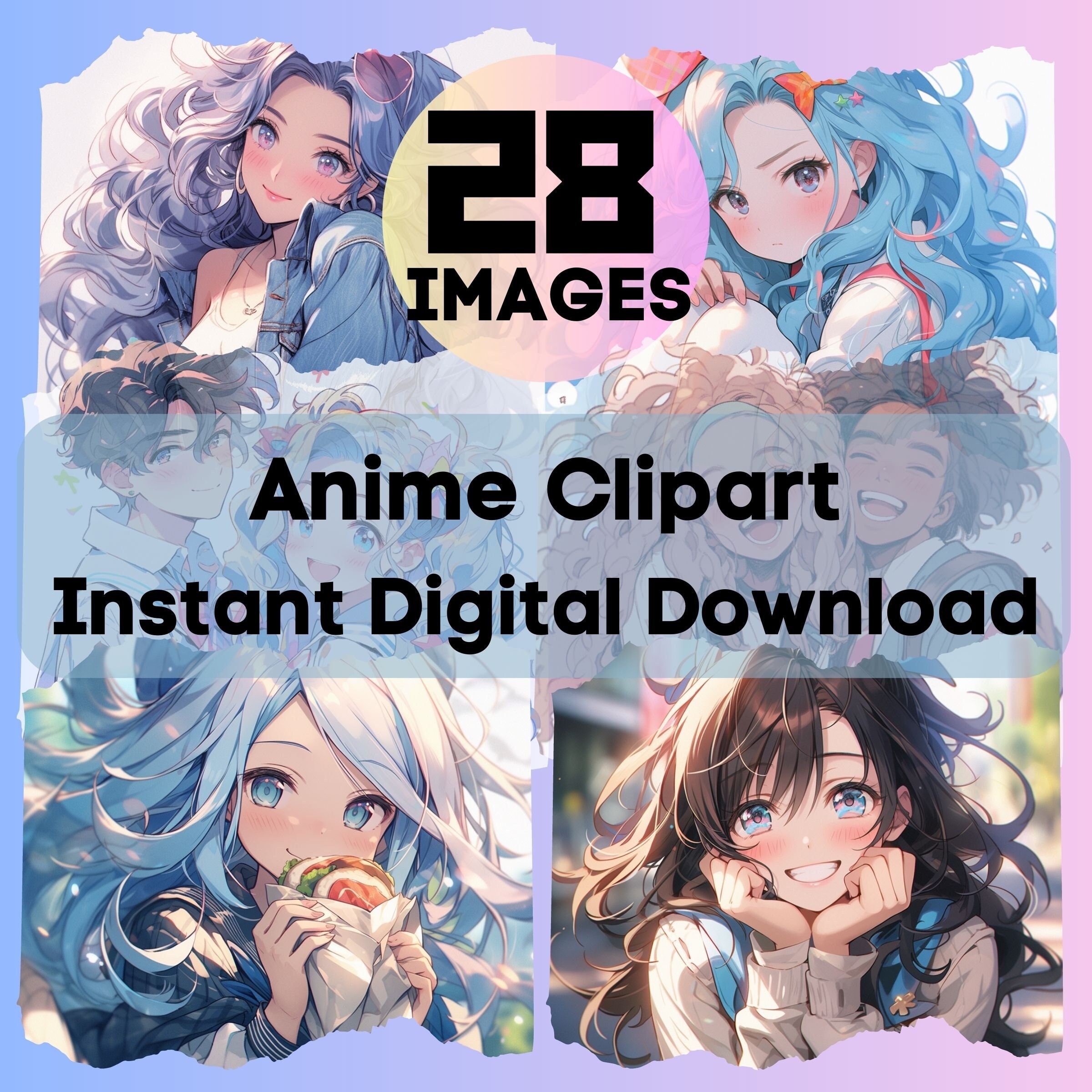 Kawaii Anime Clipart Bundle Sofortiger Download für Produktdesign für Becher Sublimation PNG-Datei SVG-Datei JPG-Datei Kpop-Fans