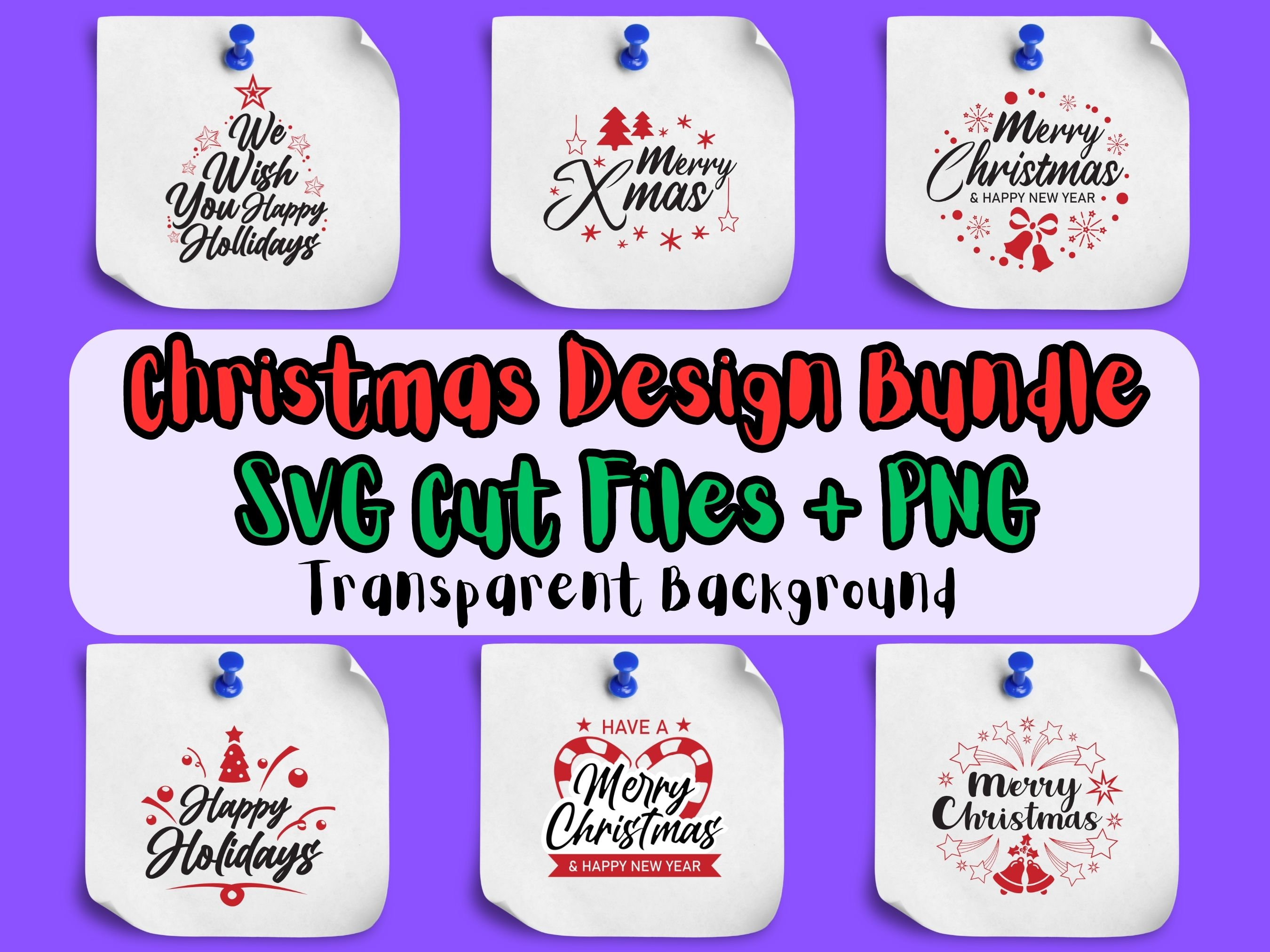 Christmas Design Bundle SVG Cut File PNG for Commercial Use Transparent ...