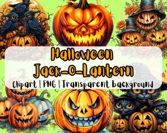 Halloween Kürbis Clipart Jack O Lantern Kunst für kommerzielle Nutzung PNG-Dateien Transparenten Hintergrund Sofortiger Download Für Scary Tshirt Design