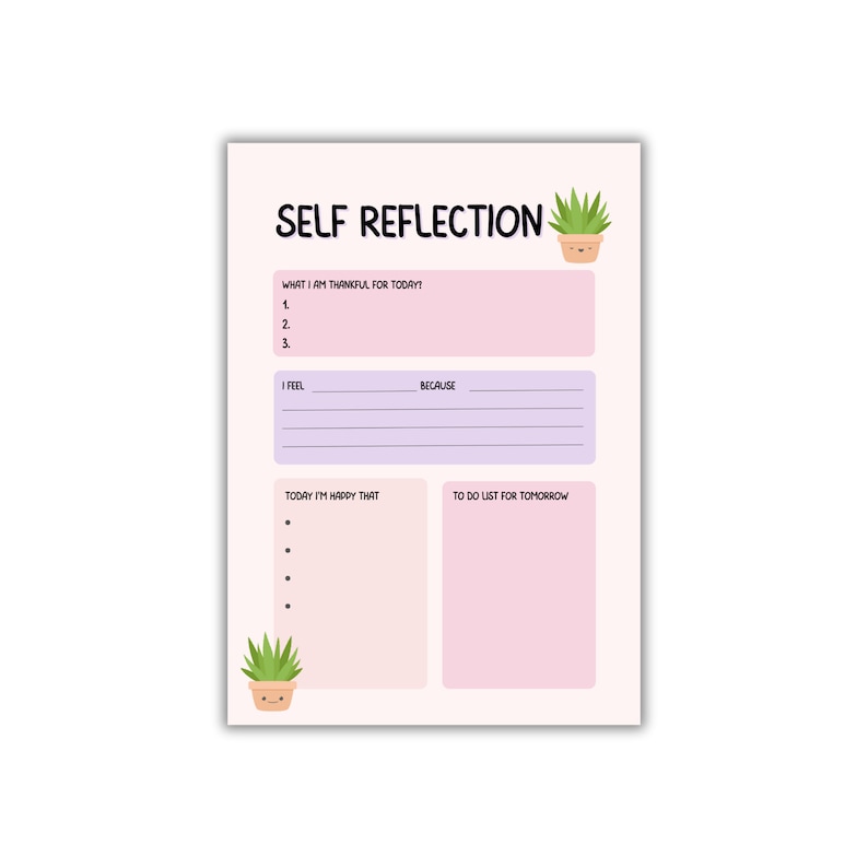 Self Reflection Digital Pdf Download Mental Health Worksheet - Etsy