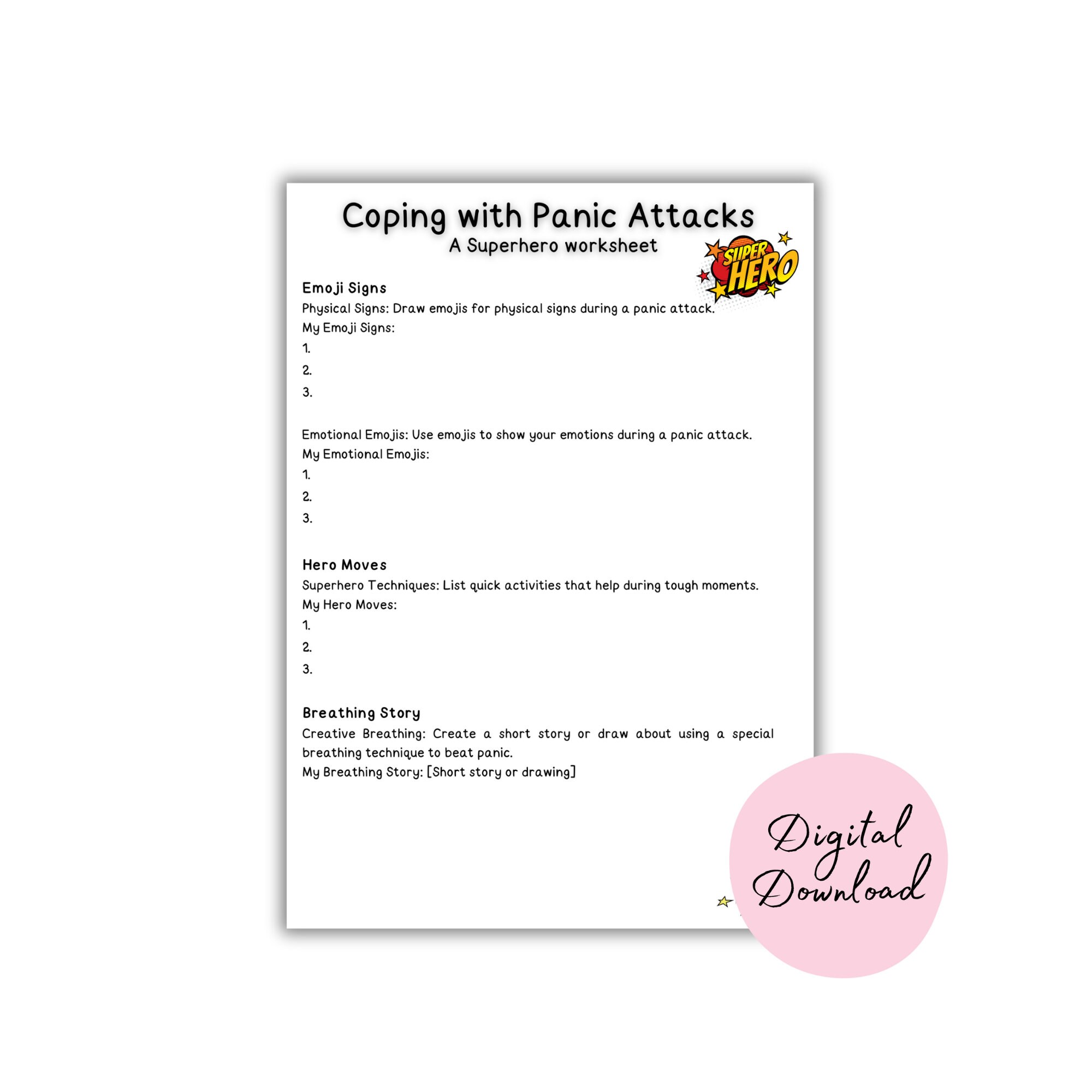 Survival Guide Panic Attacks Digital Download,mental Health Worksheet ...