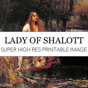 Lady of Shalott Printable Digital Print // John William Waterhouse Pre-Raphaelite High Res Image Download // Lady of Shalott Print at Home