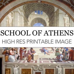 School of Athens Printable Digital Print // Raphael Italian Renaissance High Res Raphael Digital Download // School of Athens Poster