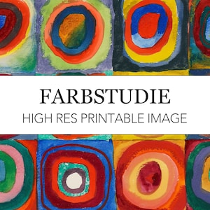 Kandinsky Circles Abstract Print - Farbstudie Quadrate Wassily Kandinsky - Modern Art Circles and Squares Painting -  Abstract Wall Art
