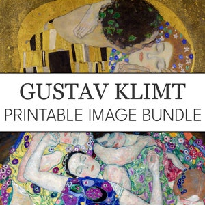 Gustav Klimt 18 Printable Images Bundle // High Res Art Nouveau JPGs // Desktop Wallpapers // Print at Home Instant Art Print Download