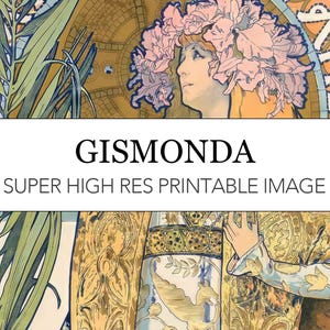 Gismonda Alphonse Mucha Digital Print // Art Nouveau Decor // High Resolution Gismonda Mucha Painting // Printable Gismonda Mucha Wall Art