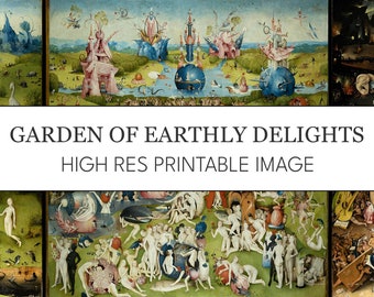 Garden of Earthly Delights Digital Print // Hieronymus Bosch High Res Image Download // Garden of Earthly Delights Print at Home Posters